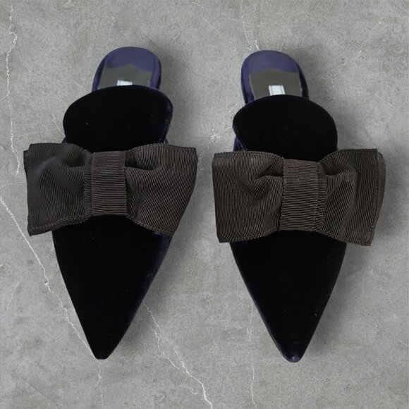 Prada Velvet Bow Mules - Picture 2 of 5